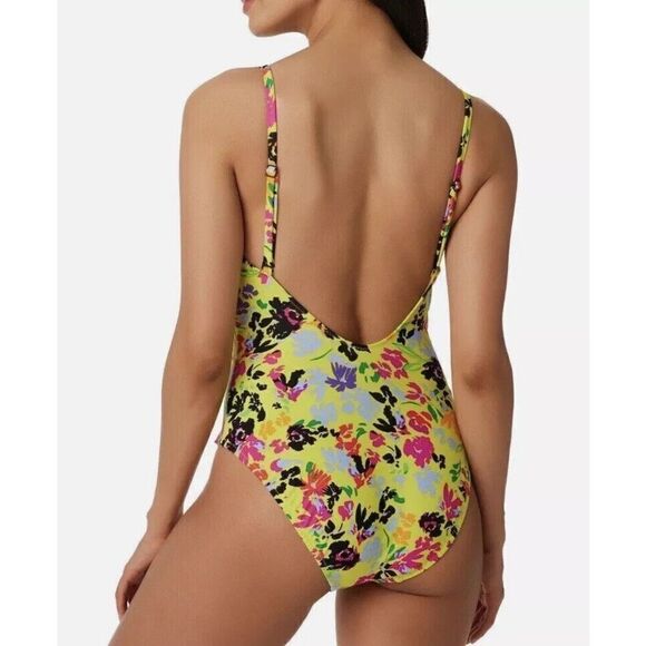 BAR III MBFC22236 Women's Sz S Citron Floral Chic One-Piece Swimsuit - Picture 8 of 9